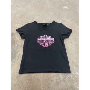 Vintage Harley-Davidson Shirt Womens Small Black Daytona Beach Scoop Logo Tee